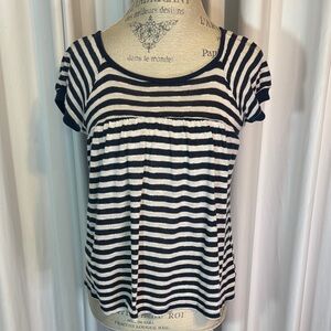 Vintage Lux Knit Striped Blue and White Women's Top